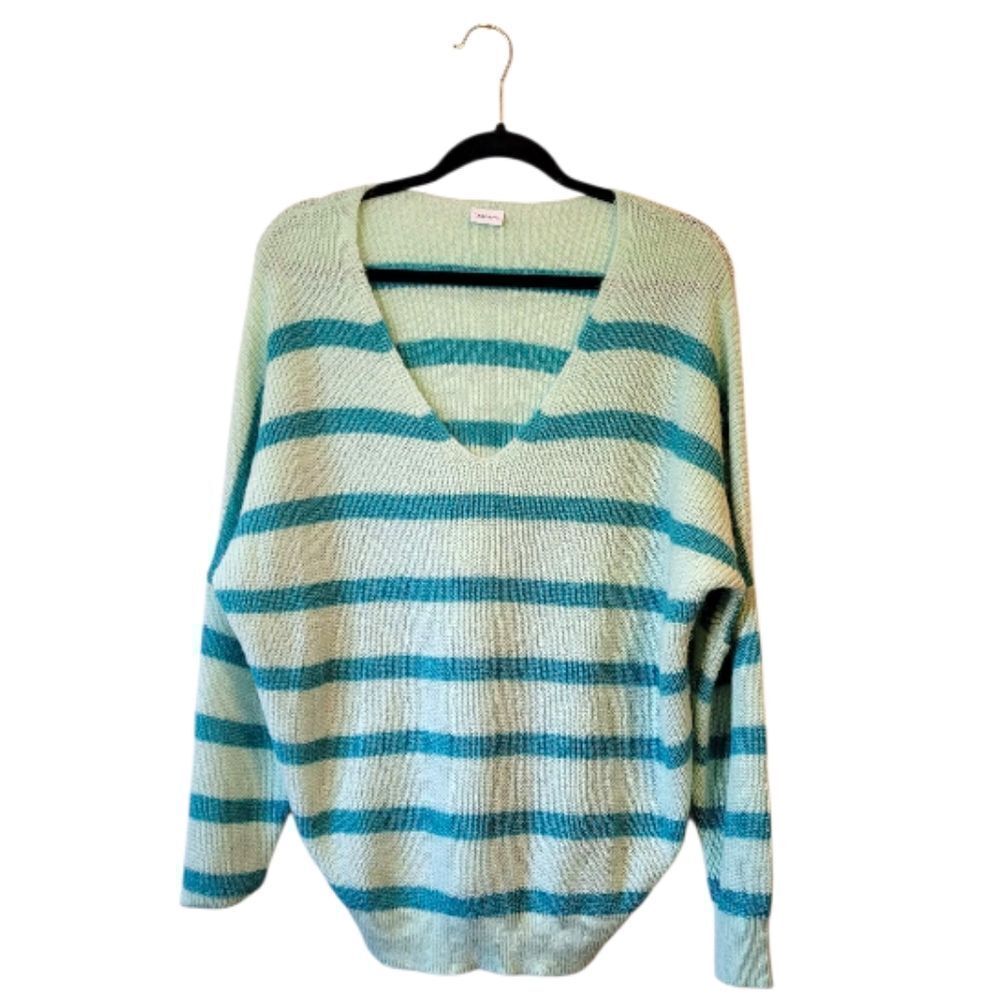 Lascana Women's Sea Foam Striped Over Sized Sweater Size US 4/6